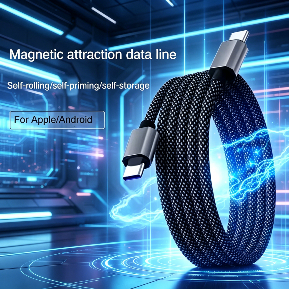 Coiled Usb Cable - 65W Self-coiling Magnetic Attraction USB-C Fast