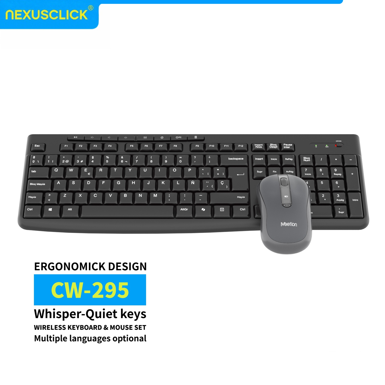Gaming Keyboard That Is Quiet - NexusClick Low-Profile Ergonomic Wireless Keyboard Mouse