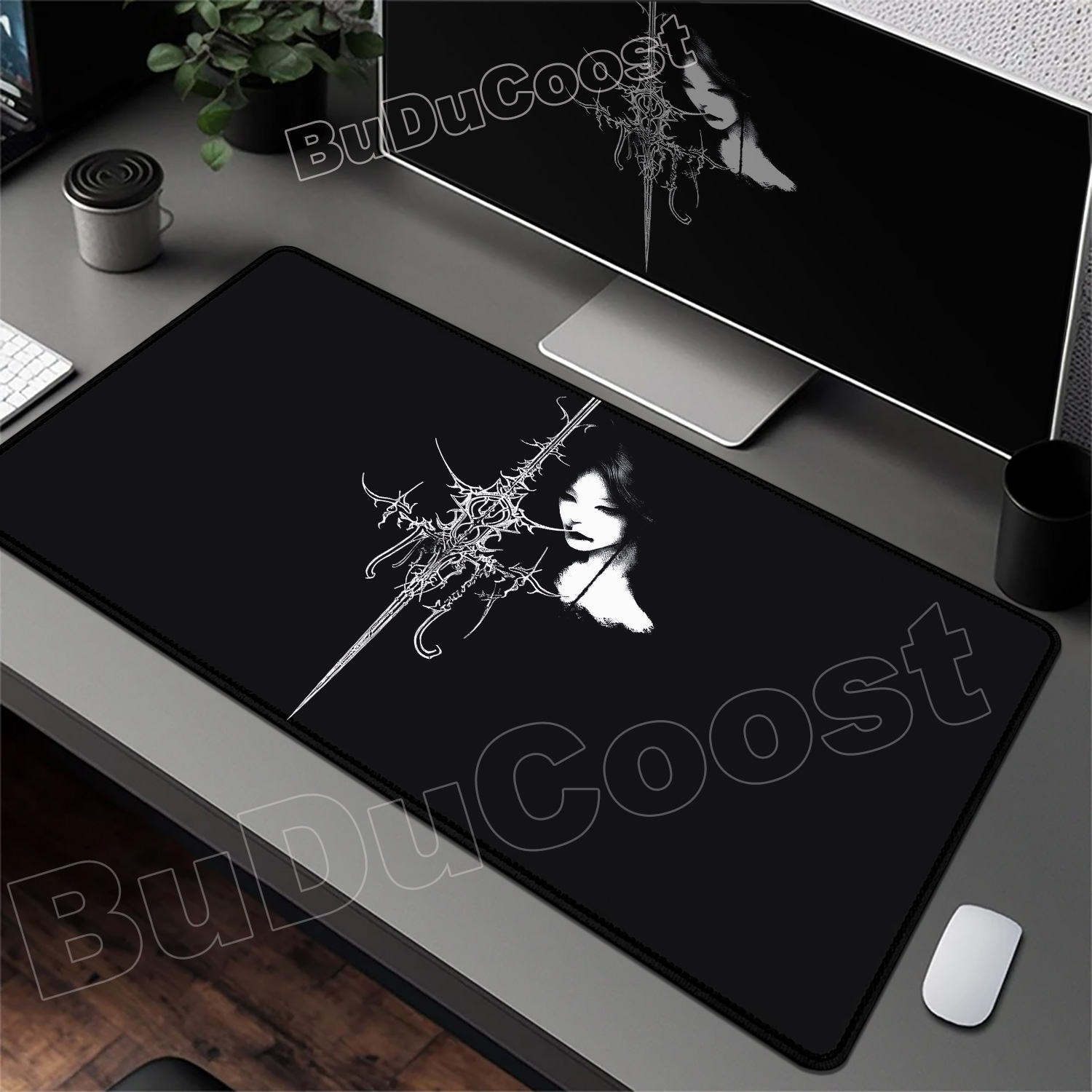 Gaming Keyboard Brand - Cool Sword-wielding Girl Design Large Size