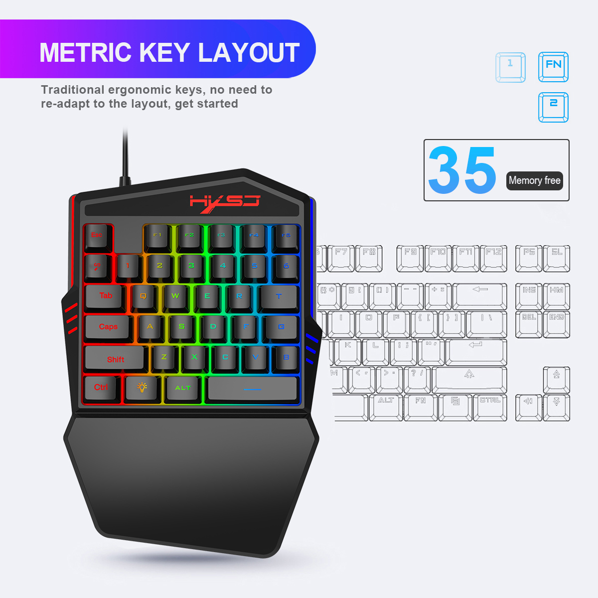 HXSJ V100 V100-2 35 Key Gaming - Gaming Keyboard Half recensie en prijs