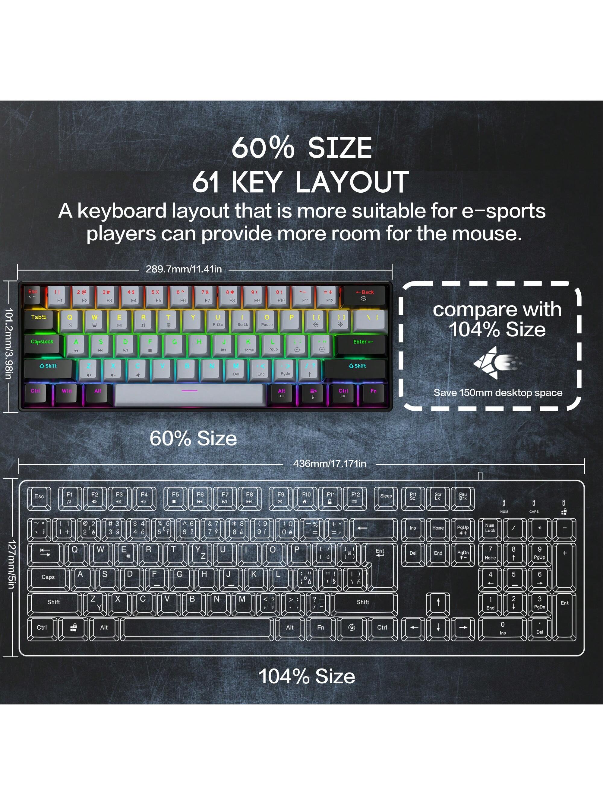 60% Wired Gaming Mechanical Ke - Gaming Keyboard Half recensie en prijs