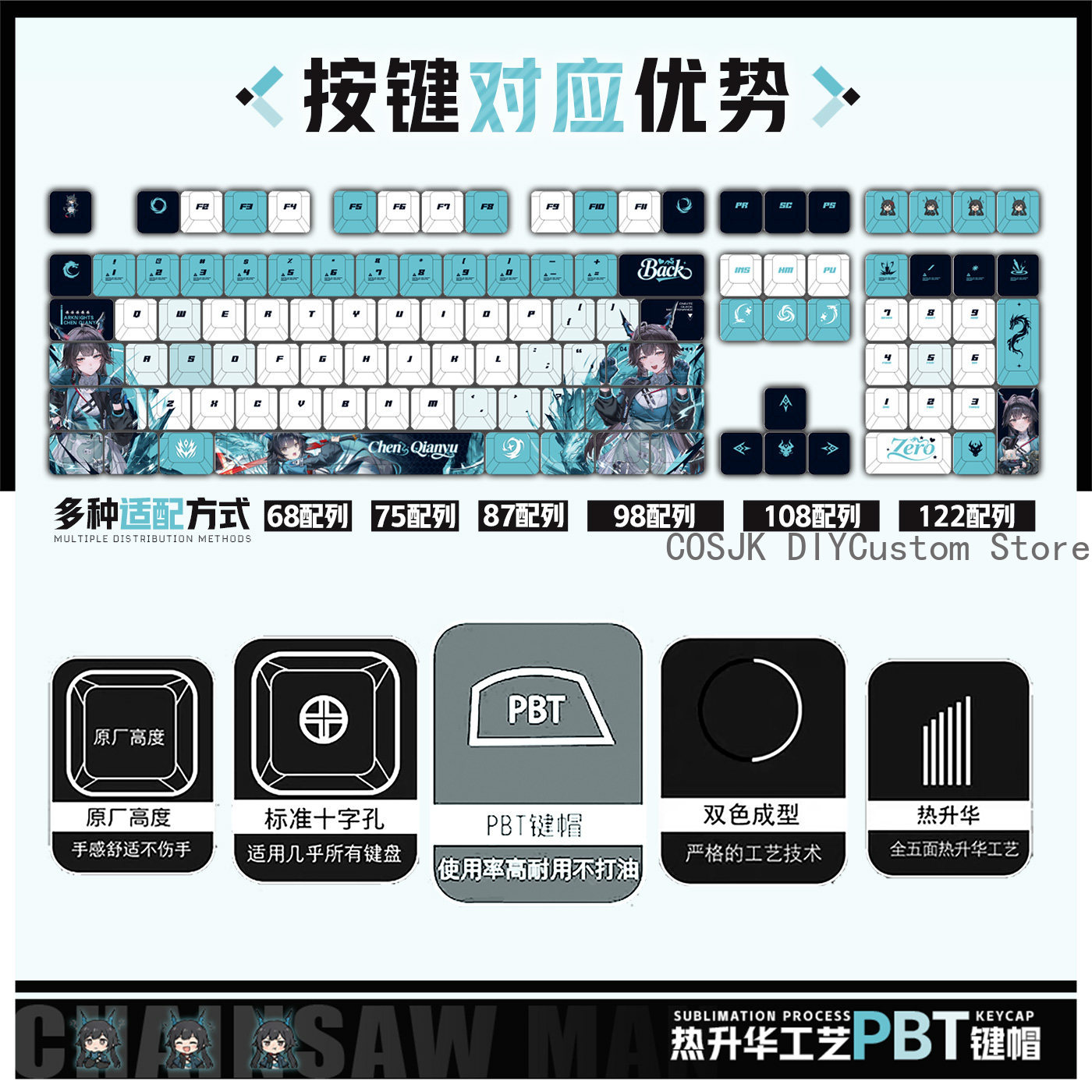 122 Keys Anime Chen Qianyu Ark - Gaming Keyboard Mechanical recensie en prijs