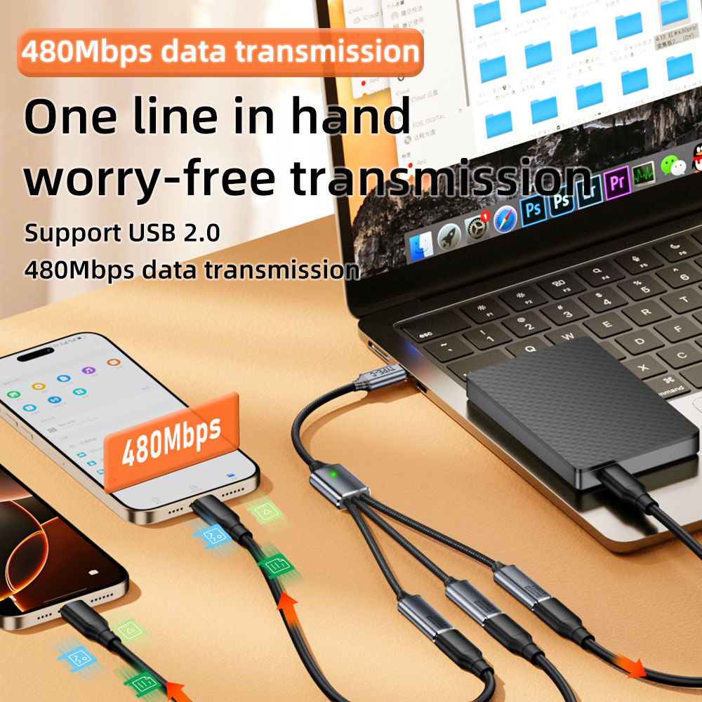 USB splitter cable 1-in-3outpu - Gaming Keyboard Type C recensie en prijs