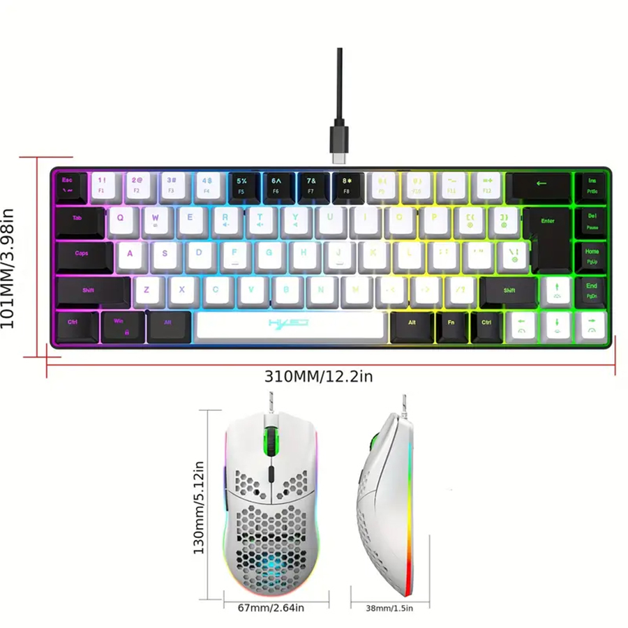 Ergonomic 68-Key Mini Wired Ke - Gaming Keyboard And Mouse For Xbox recensie en prijs