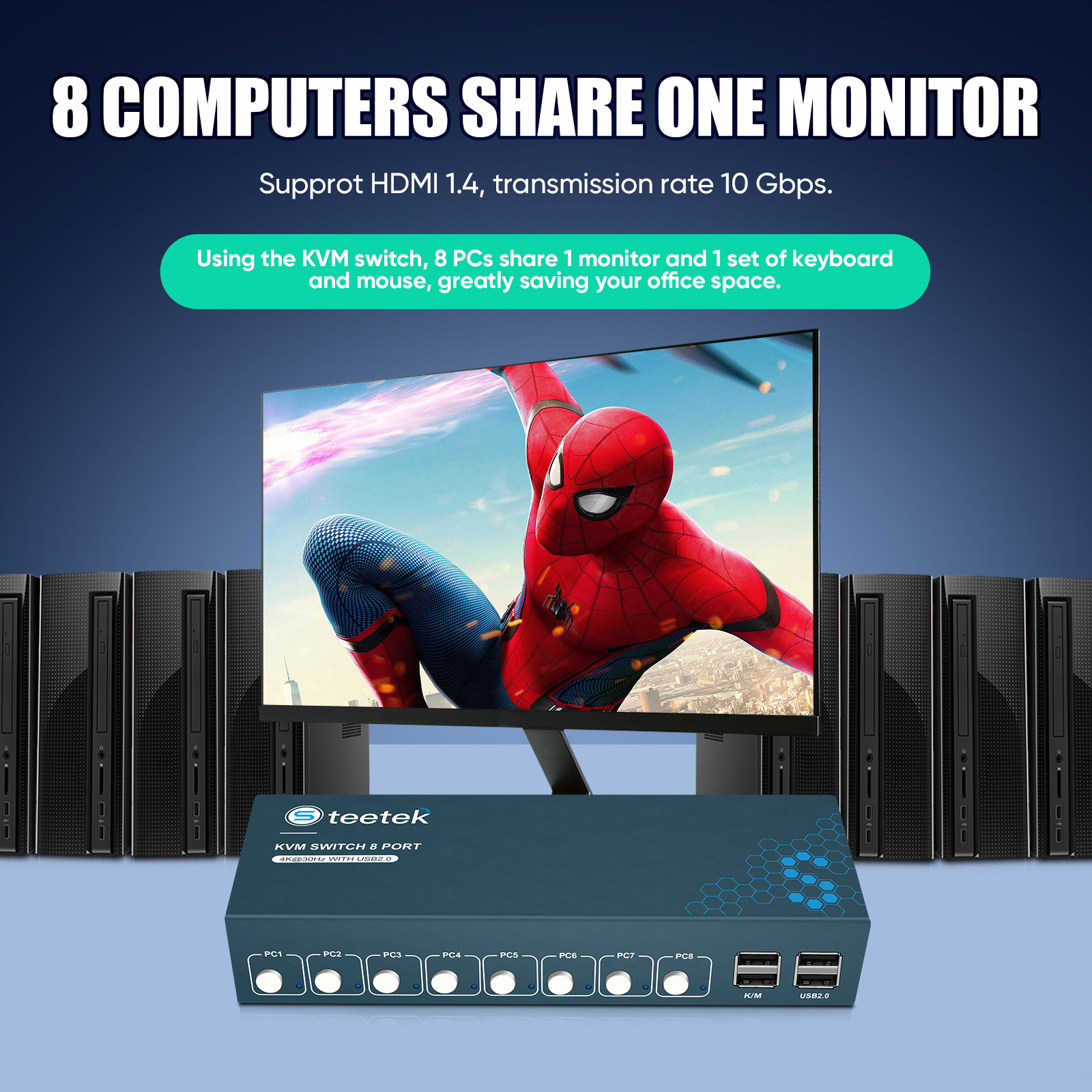 KVM Switch 8 Port HDMI KVM Swi - Gaming Keyboard And Mouse For Xbox recensie en prijs