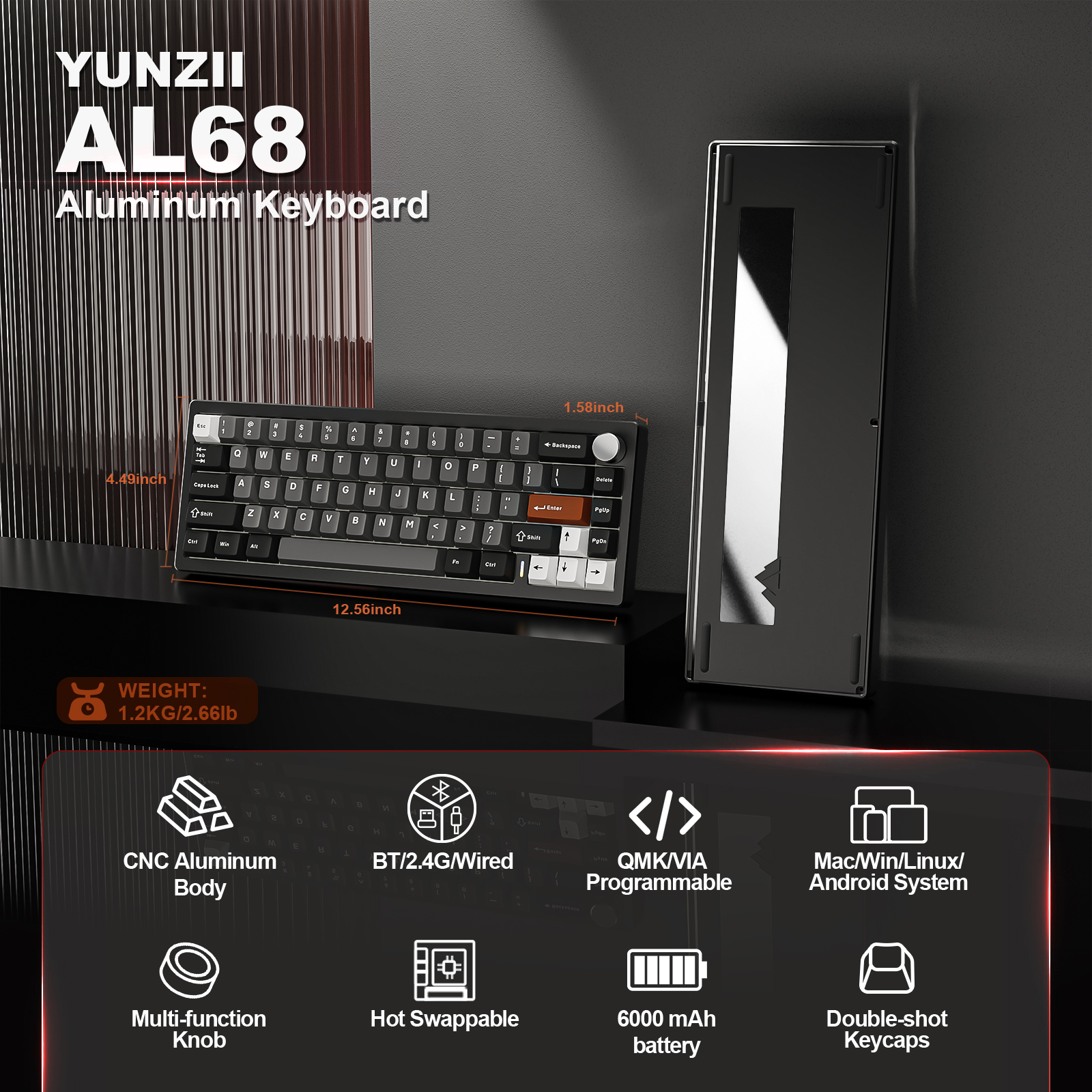 YUNZII AL68 Black QMK/VIA Mech - Gaming Keyboard Brand recensie en prijs