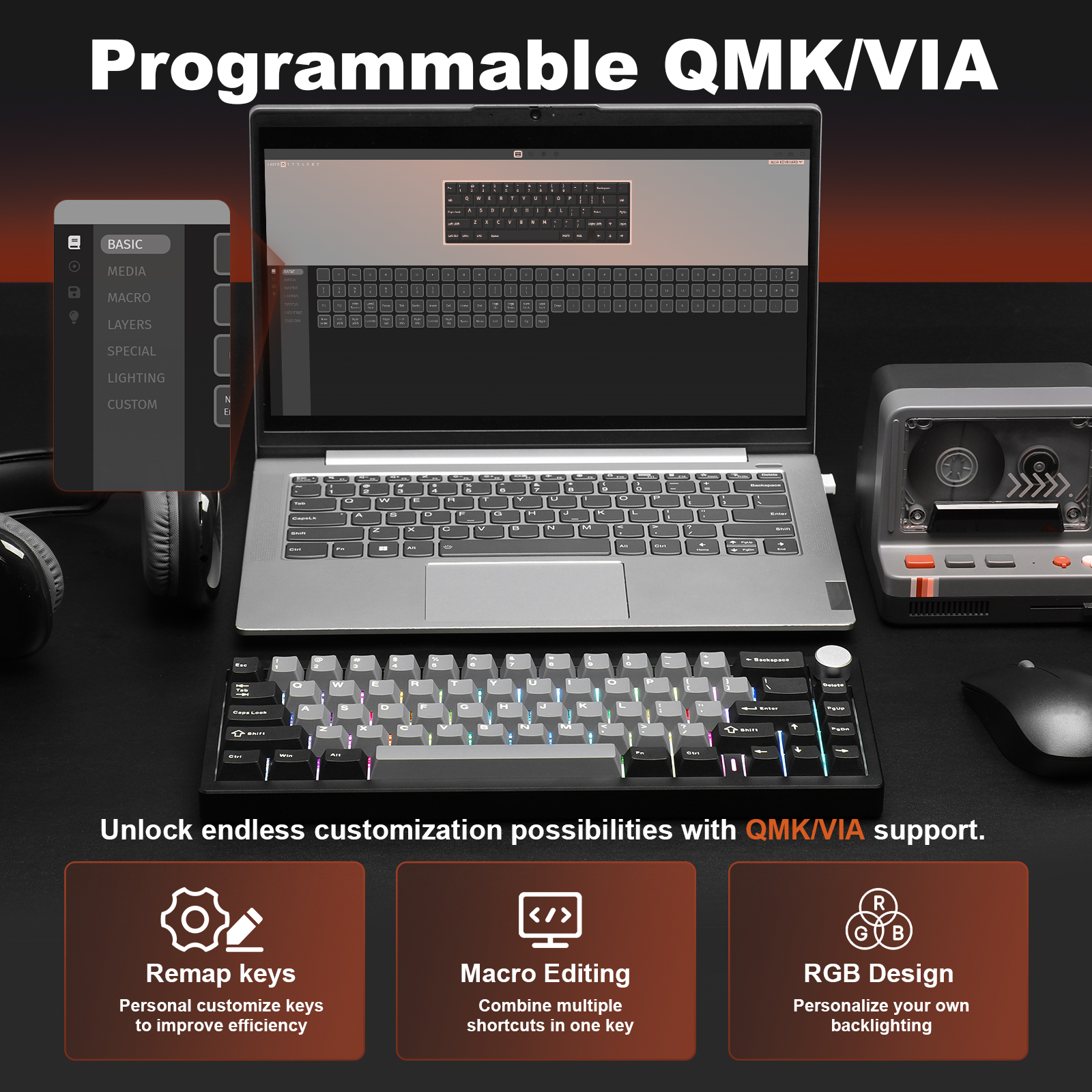 YUNZII AL68 Black QMK/VIA Mech - Gaming Keyboard Brand recensie en prijs
