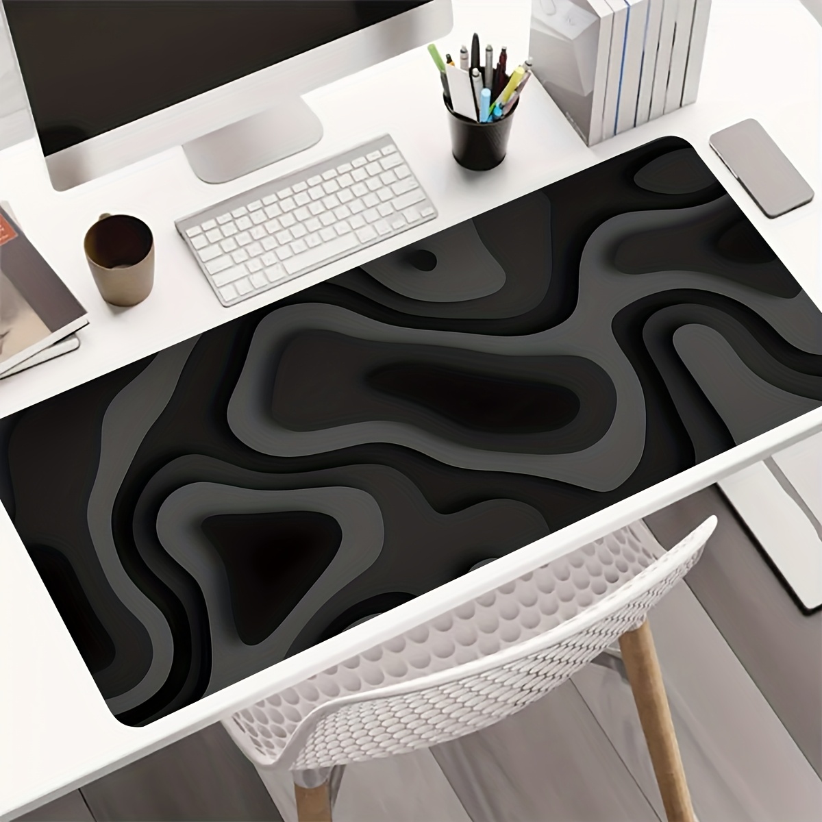 Black Gray Swirl Design large  - Gaming Keyboard Brand recensie en prijs