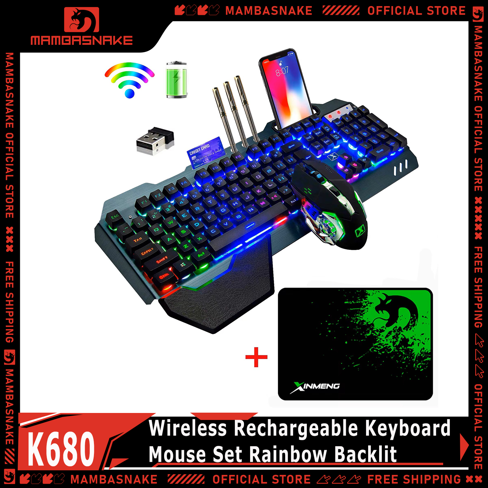 MAMBASNAKE K680 Wireless Recha - Gaming Keyboard And Mouse For Xbox recensie en prijs