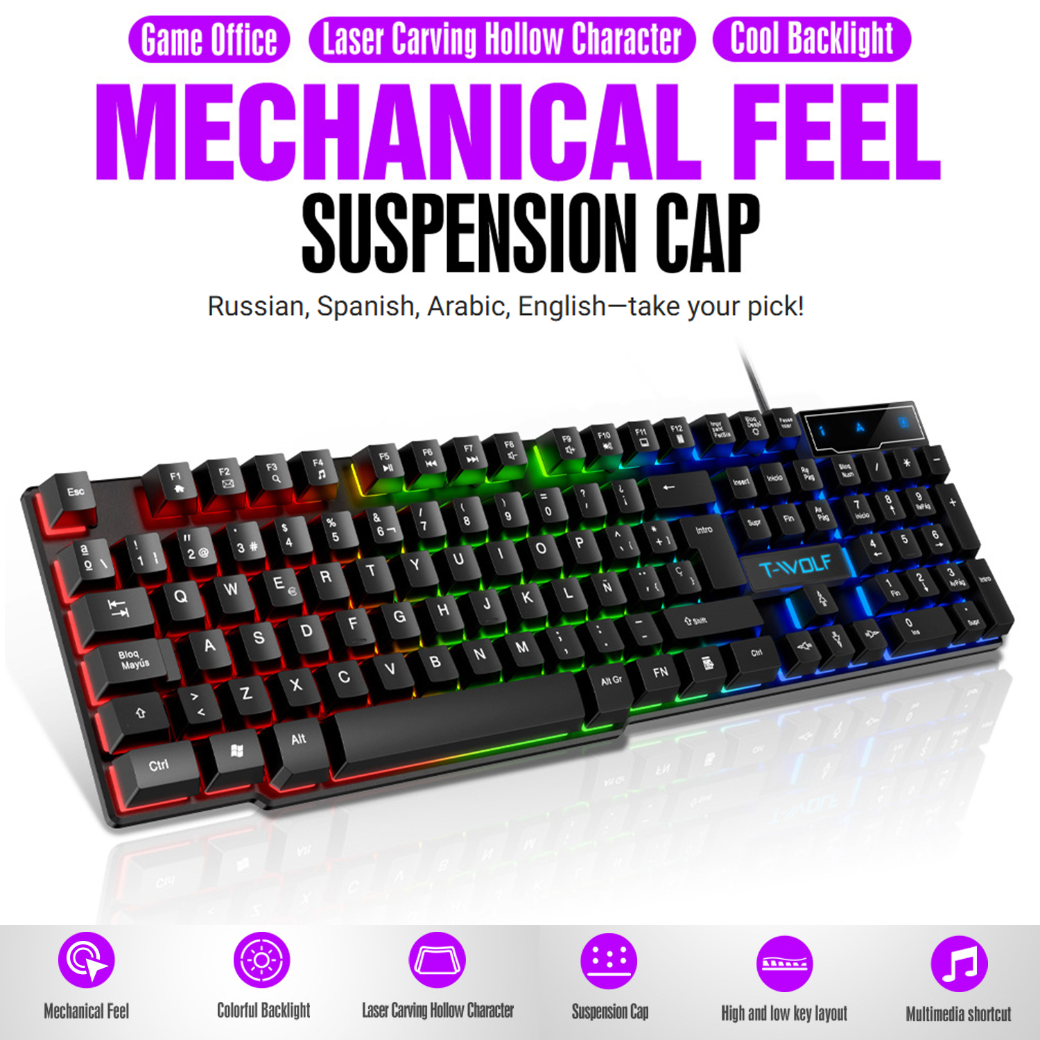 Mechanical feel Gaming Keyboar - Gaming Keyboard Half recensie en prijs