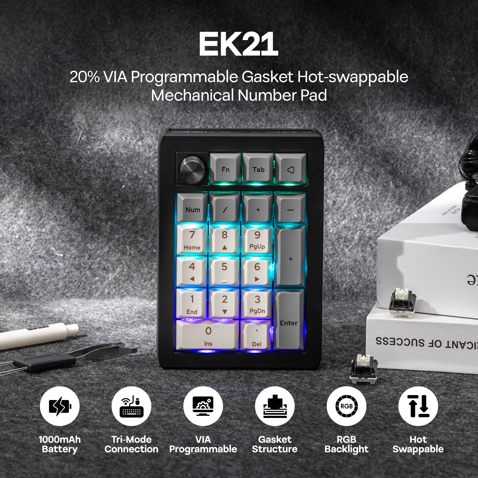 EPOMAKER EK21 VIA 20% Gasket W - Gaming Keyboard Mini Mechanical recensie en prijs