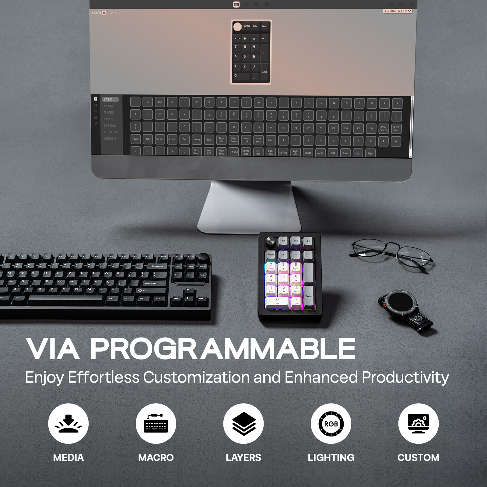 EPOMAKER EK21 VIA 20% Gasket W - Gaming Keyboard Mini Mechanical recensie en prijs